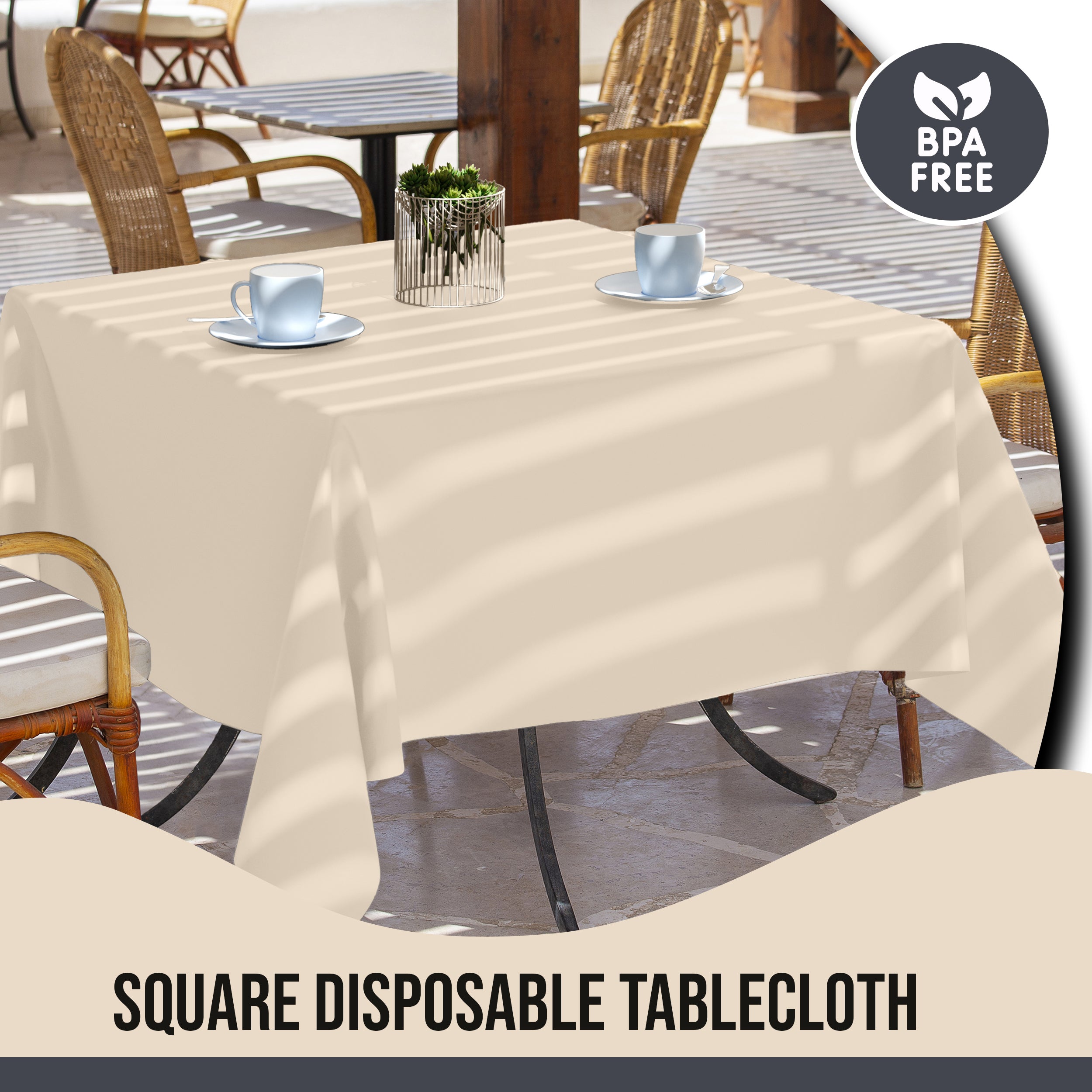 Premium Square Ivory Table Cover 52" x 52" | 1 Pack
