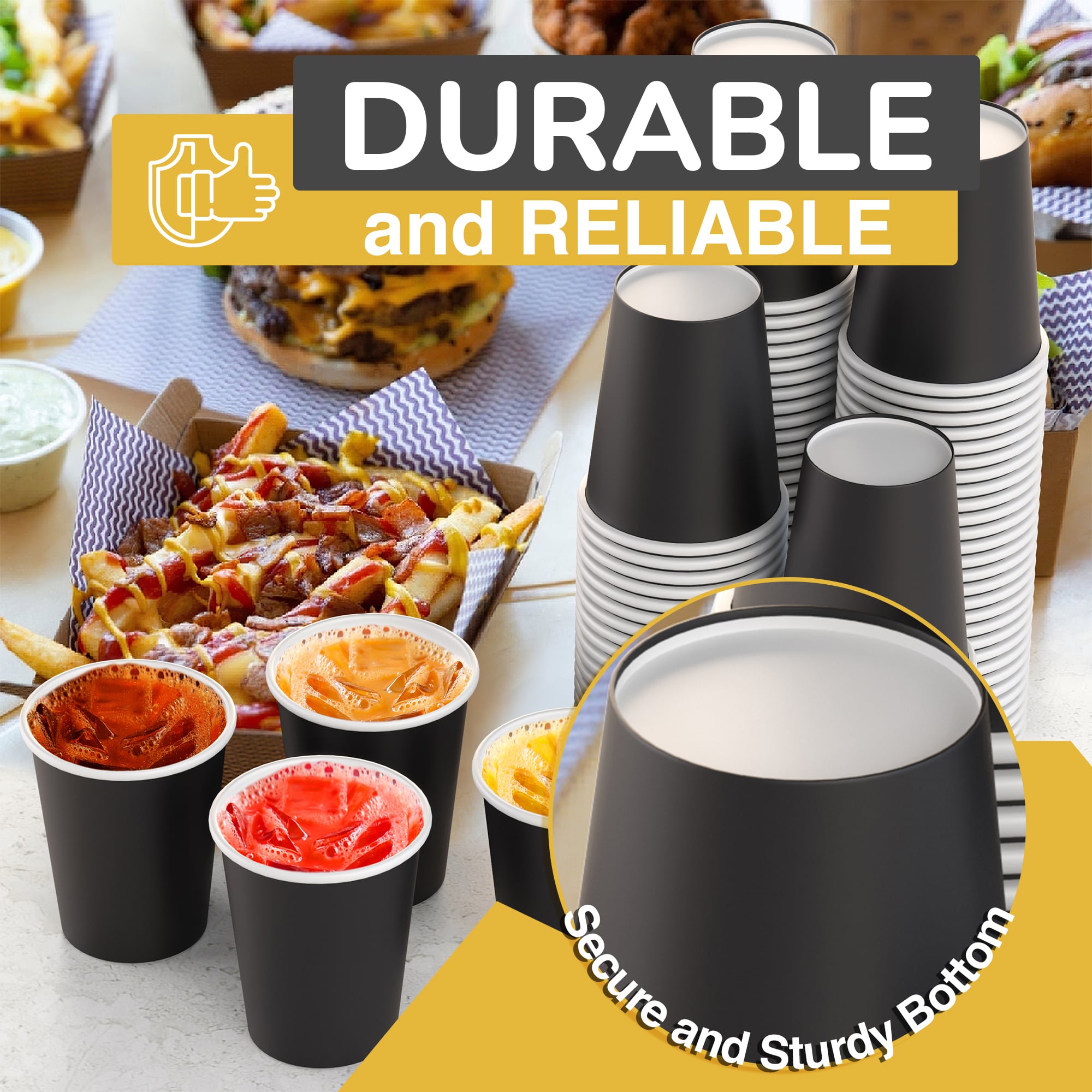12 Oz. Black Paper Cups | 20 Count