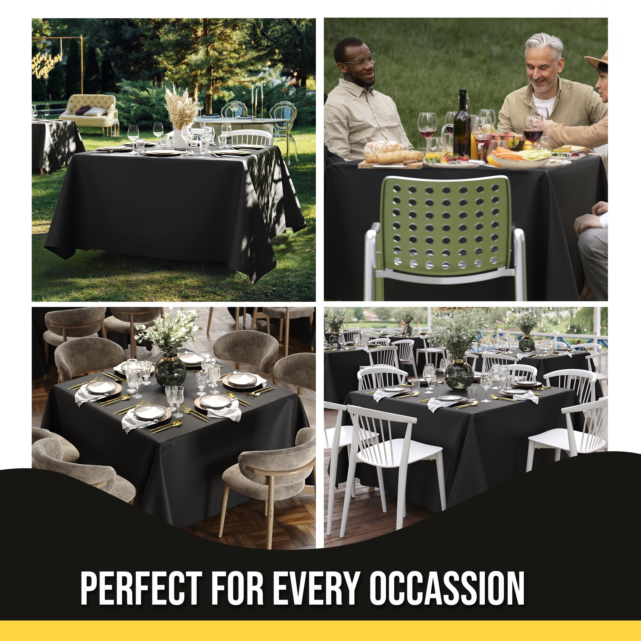 Premium Square Black Table Cover 85" x 85" | 1 Pack