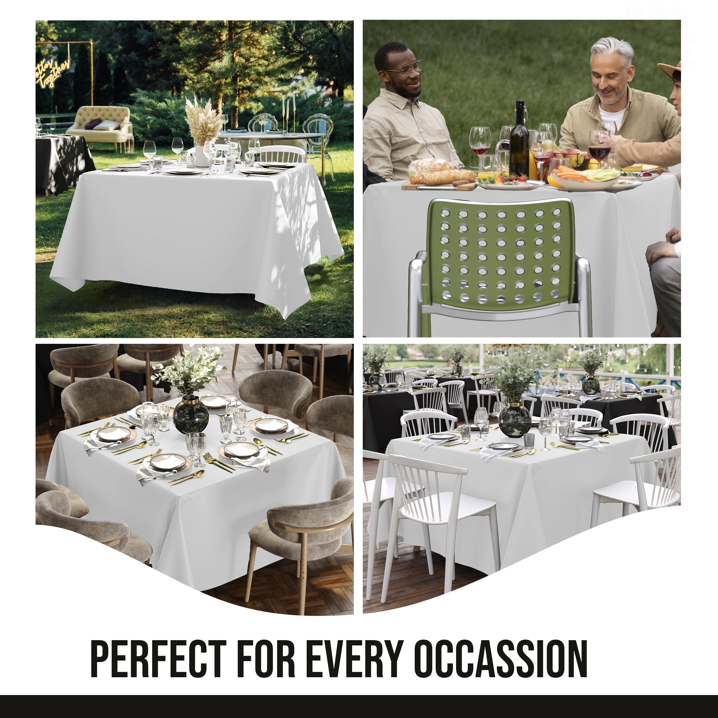 Premium Square White Table Cover 85" x 85" | 1 Pack