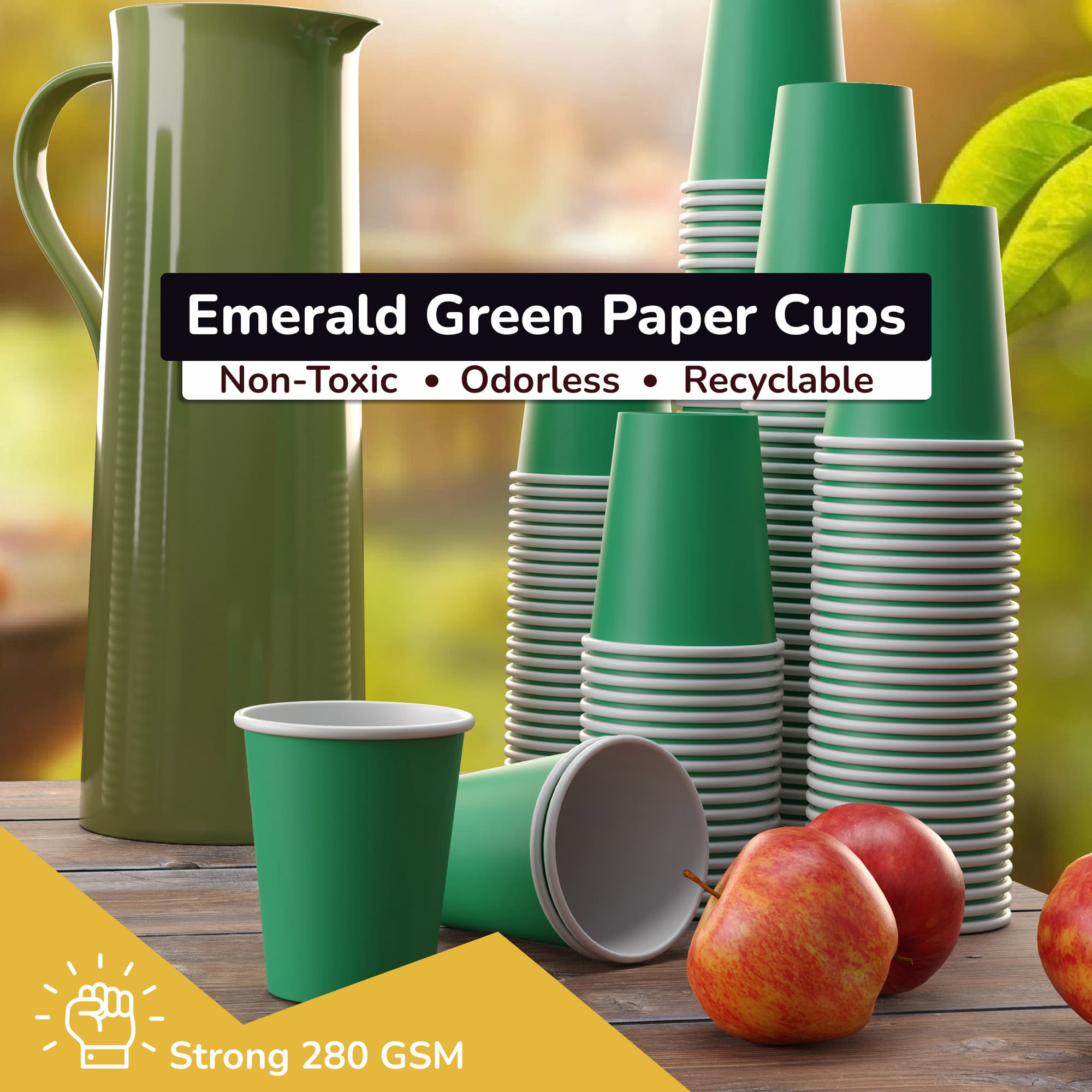 12 Oz. Emerald Green Paper Cups | 20 Count