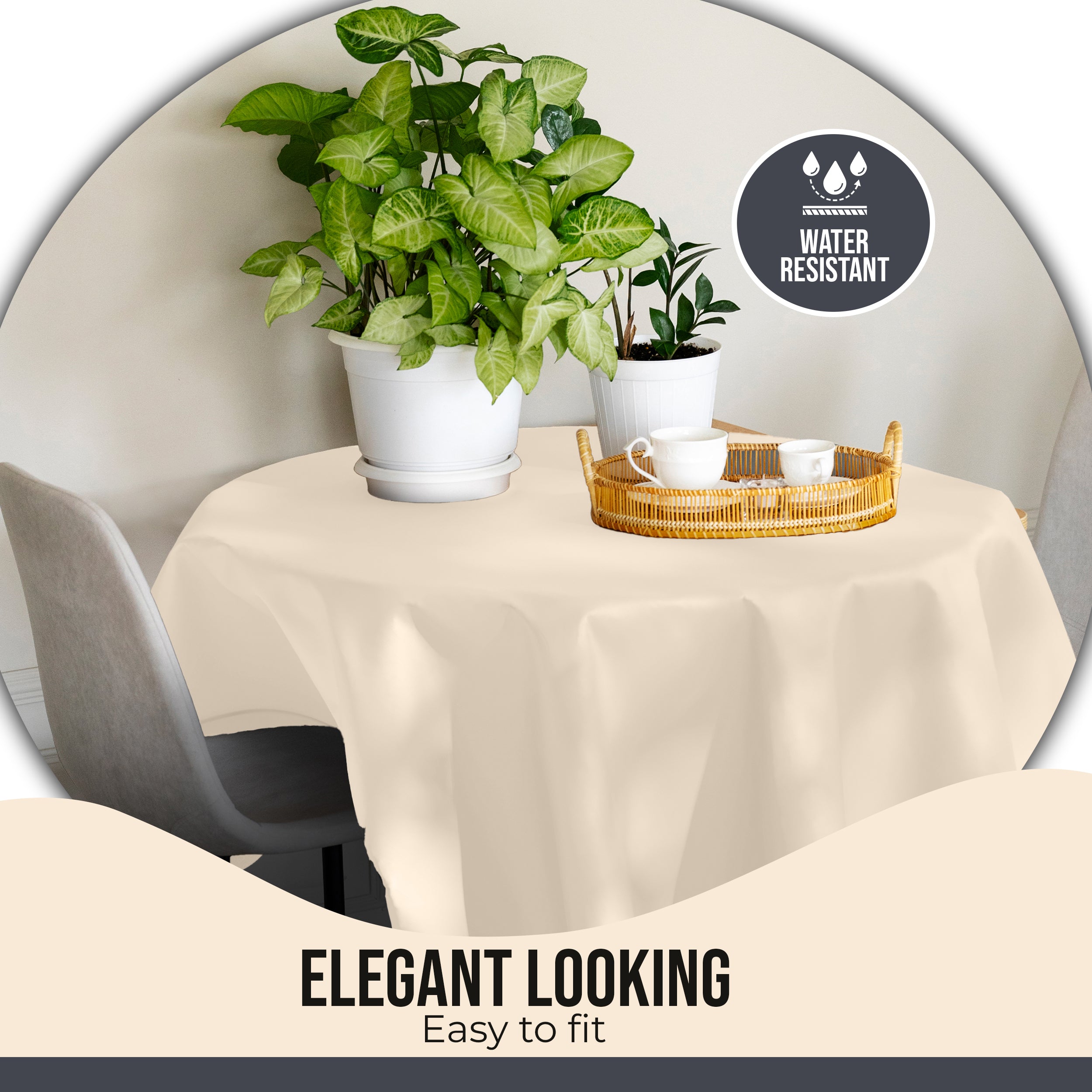 Premium 60" Round Ivory Table Cover