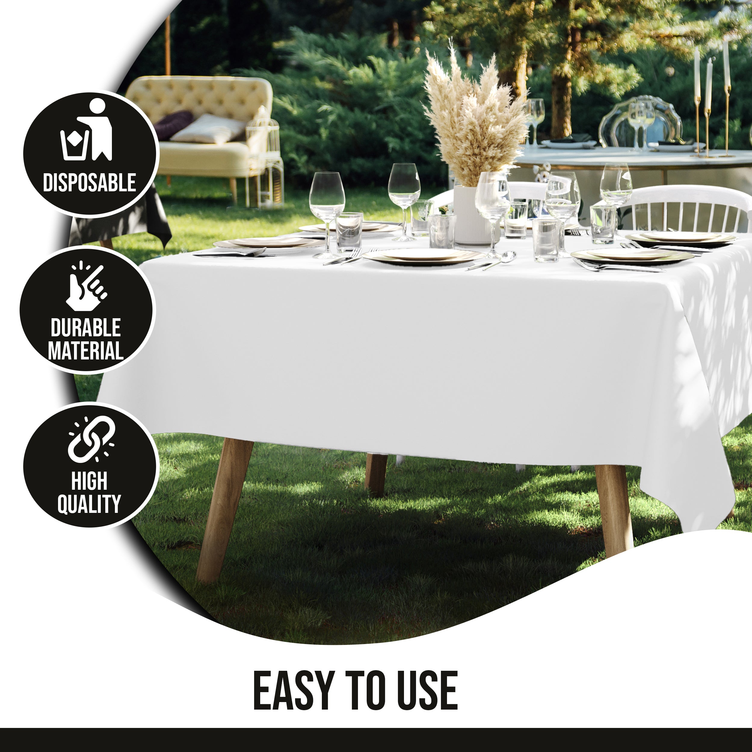 Premium Square White Table Cover 70" x 70" | 1 Pack