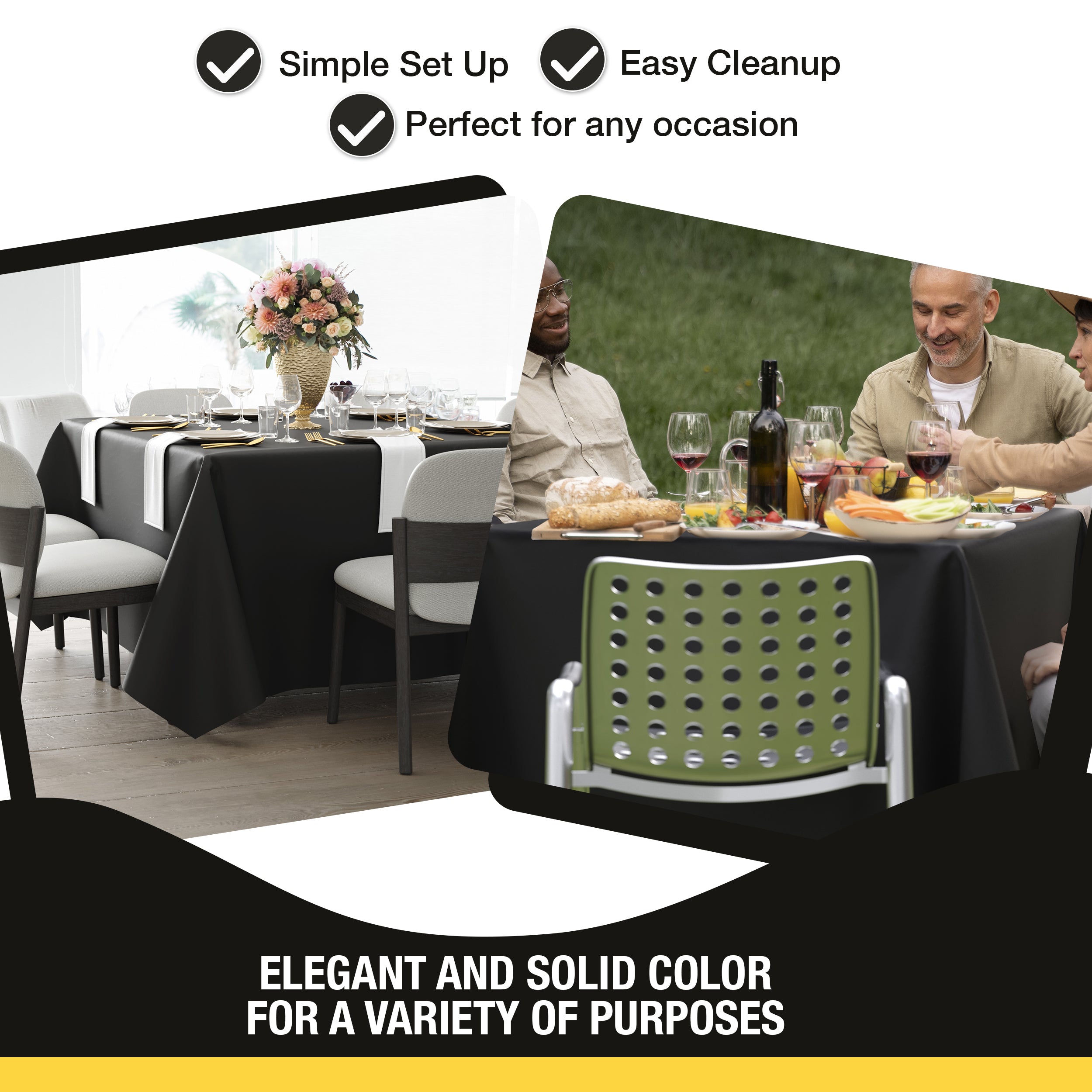 Premium Square Black Table Cover 85" x 85" | 1 Pack