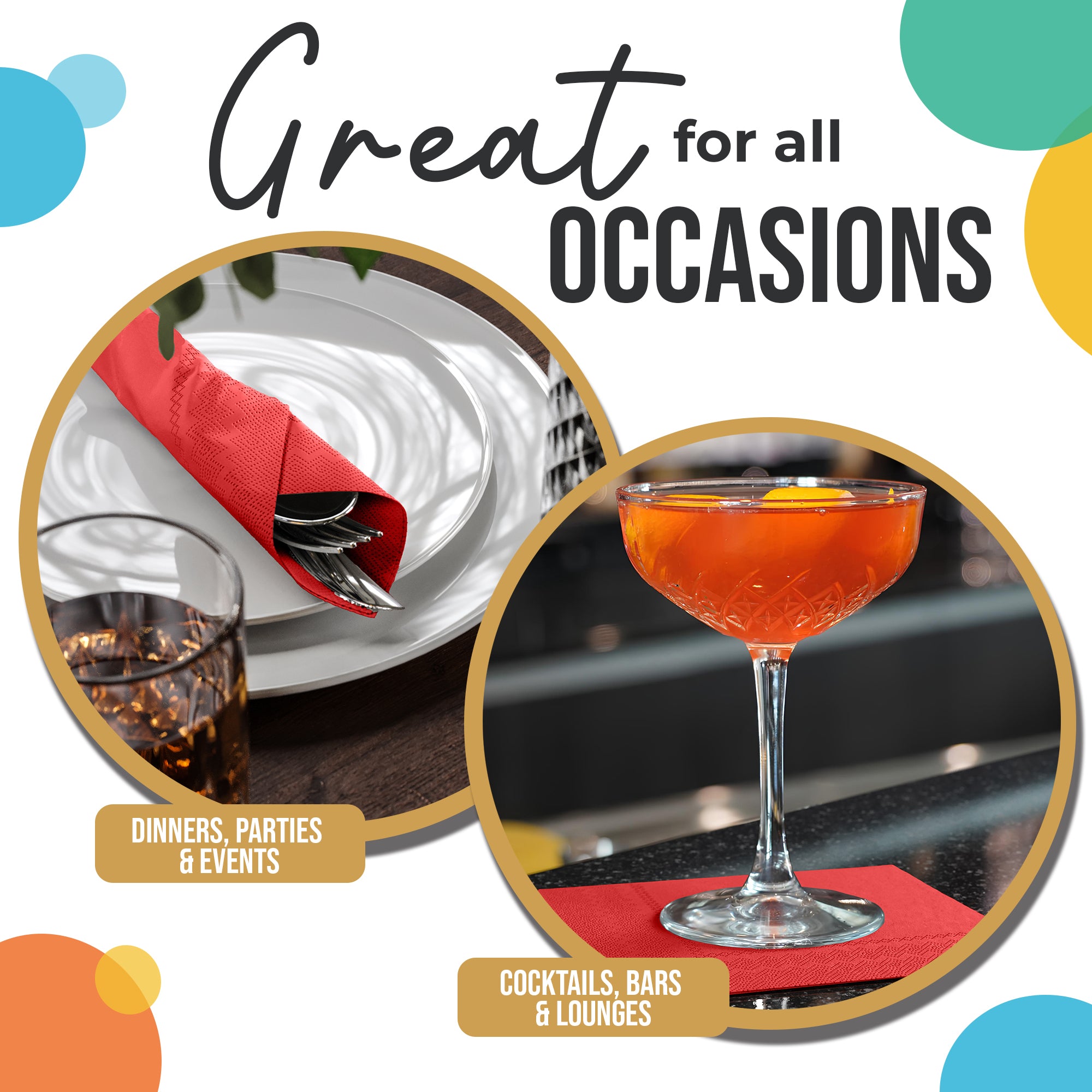 Red Beverage Napkins - 4.75 in. x 4.75 in. | 100 Count