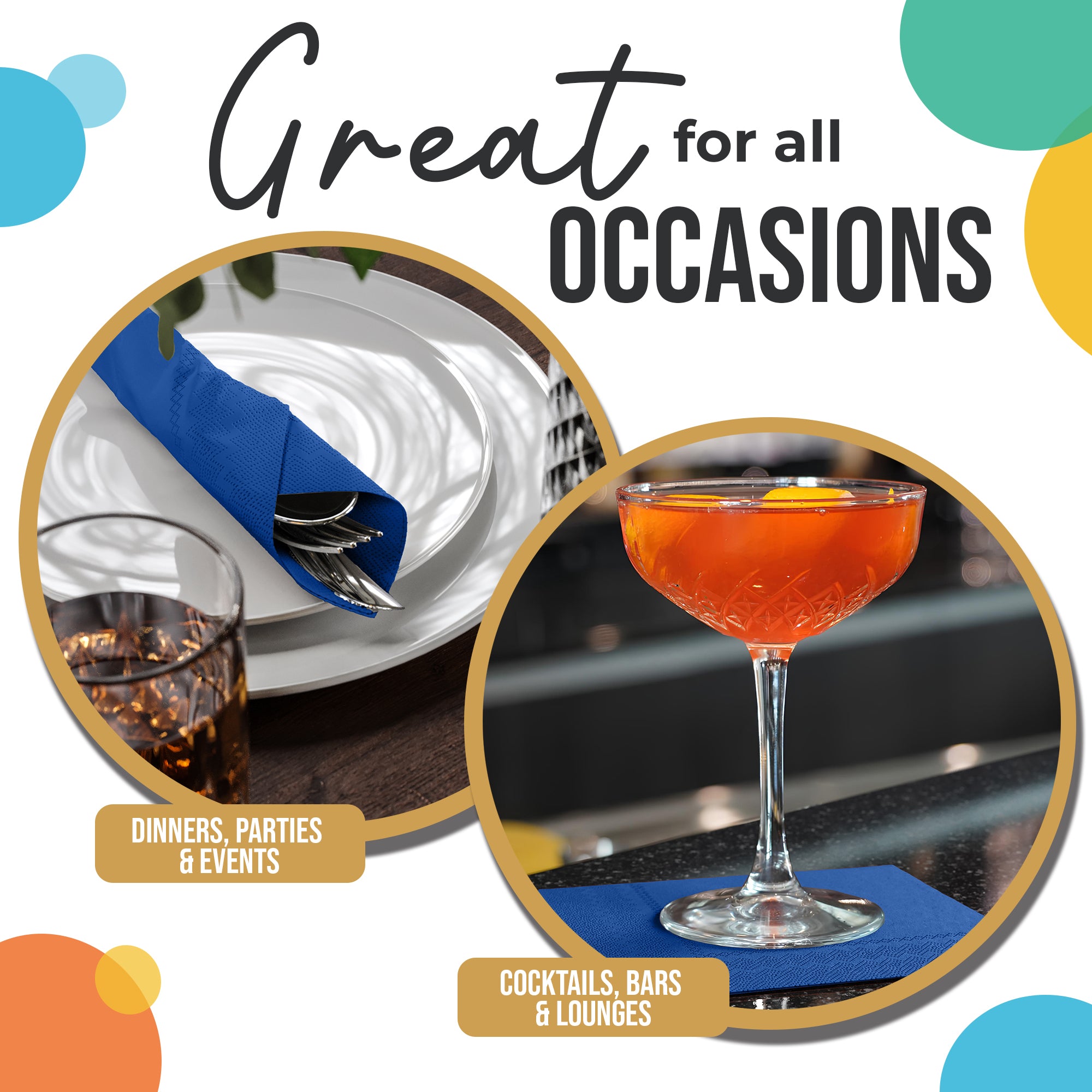 Dark Blue Beverage Napkins | 100 Count