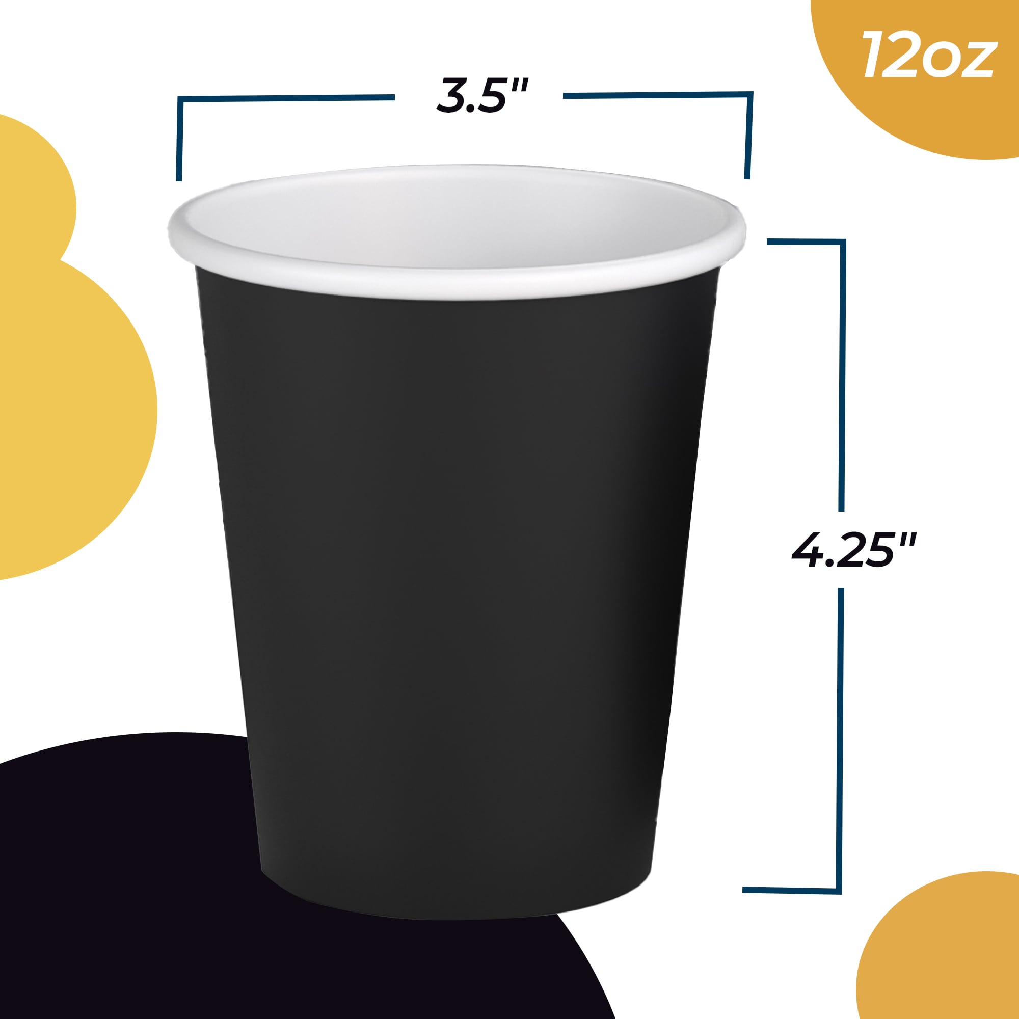 12 Oz. Black Paper Cups | 20 Count