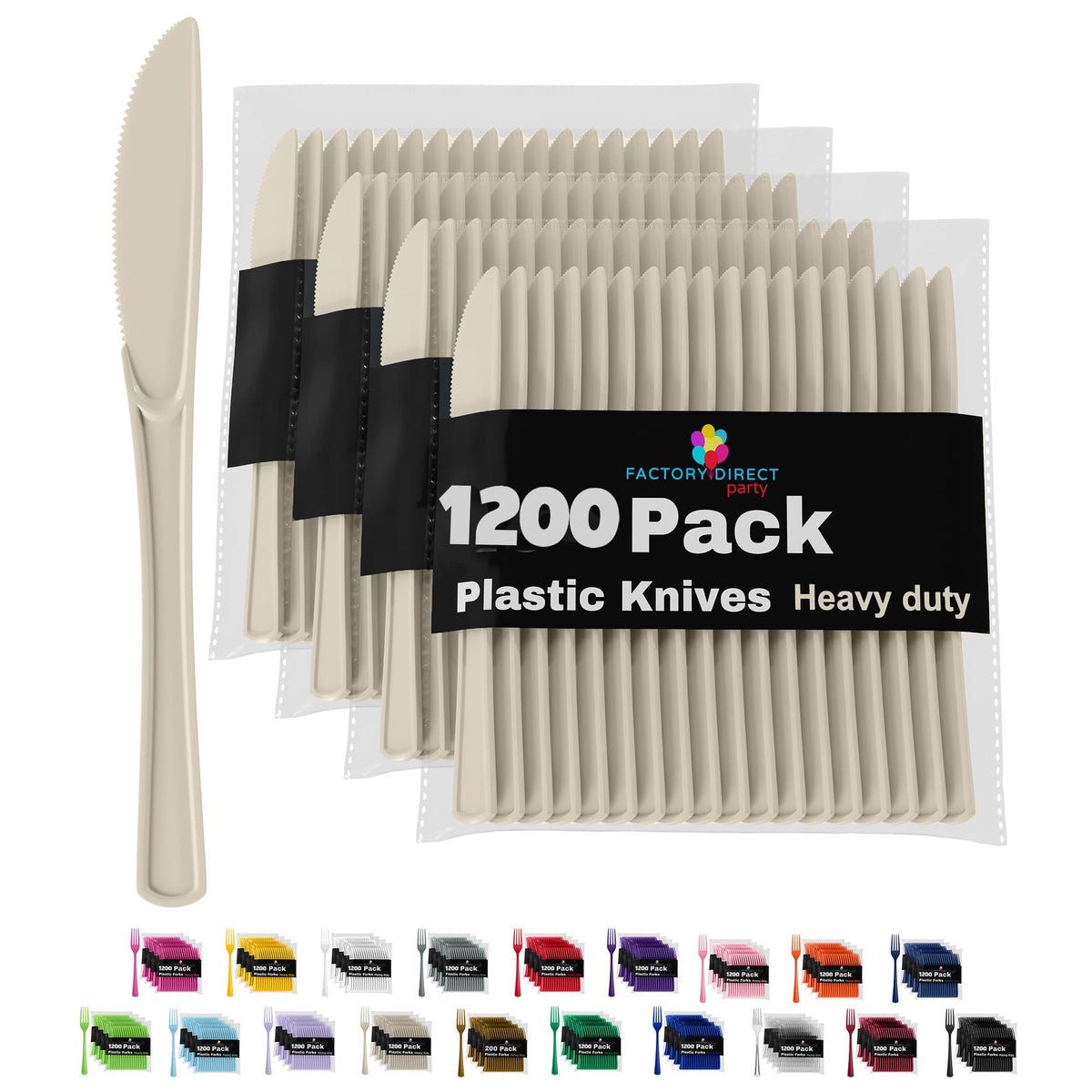 Heavy Duty Ivory Plastic Knives | Case of 1200