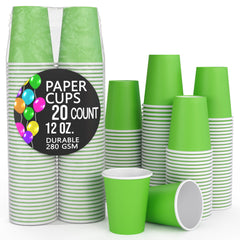 12 Oz. Lime Green Paper Cups | 20 Count