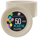 9 In. Ivory Plastic Plates | 50 Count