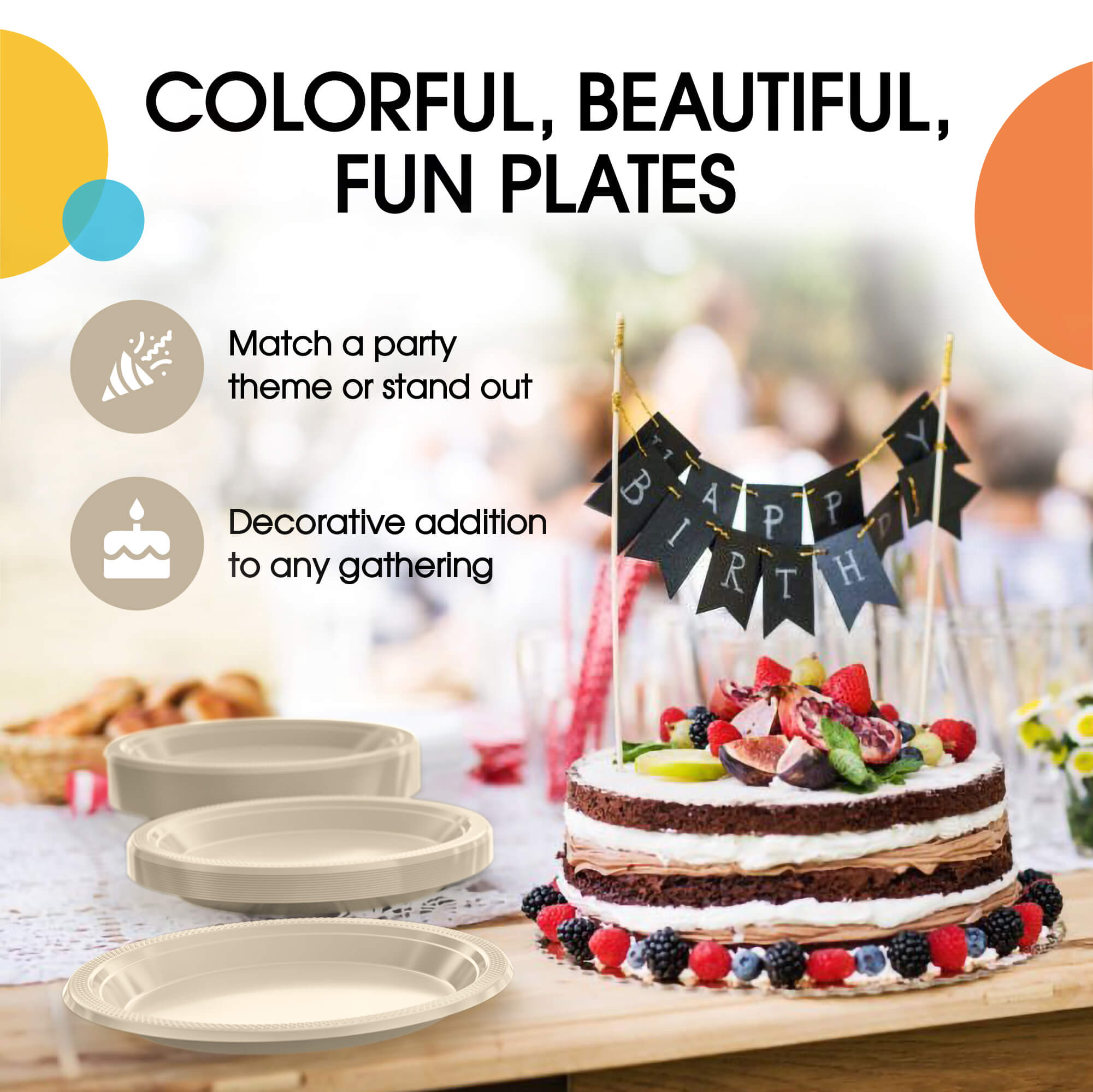 9 In. Ivory Plastic Plates | 8 Count