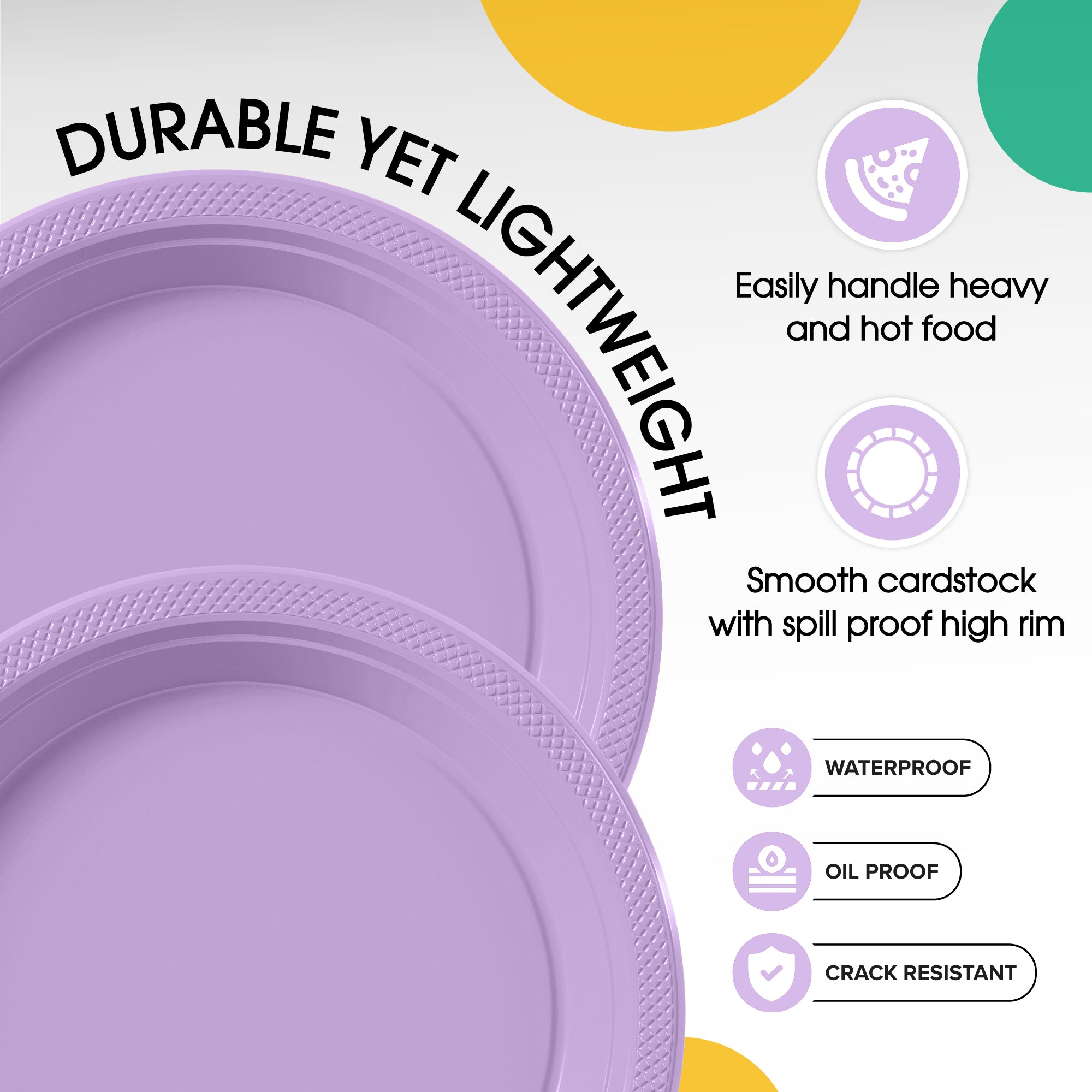 7 In. Lavender Plastic Plates | 15 Count