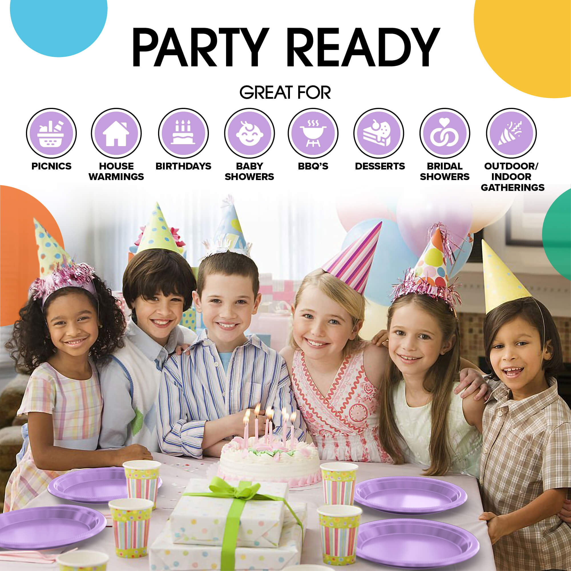 7 In. Lavender Plastic Plates | 15 Count