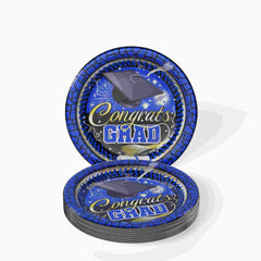 7 In. Graduation White/Blue Plates | 24 Count