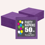 Purple Beverage Napkins - 4.75 in. x 4.75 in. | 50 Count