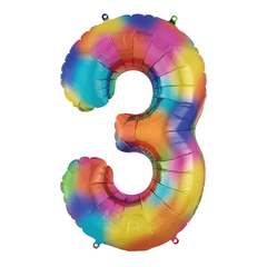 34 In. Rainbow Number 3 Balloon
