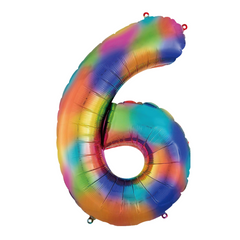 34 In. Rainbow Number 6 Balloon