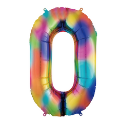 34 In. Rainbow Number 0 Balloon