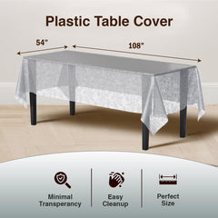 Silver Floral Plastic Table Cover | Case of 48