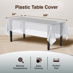 White Floral Plastic Table Cover | Case of 48