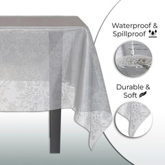 Silver Floral Plastic Table Cover | Case of 48