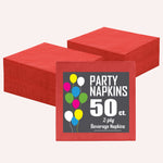 Red Beverage Napkins - 4.75 in. x 4.75 in. | 50 Count