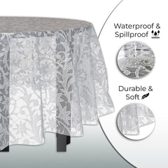 Round White Lace Plastic Table Cover | Case of 48