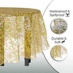 Round Gold Lace Plastic Table Cover