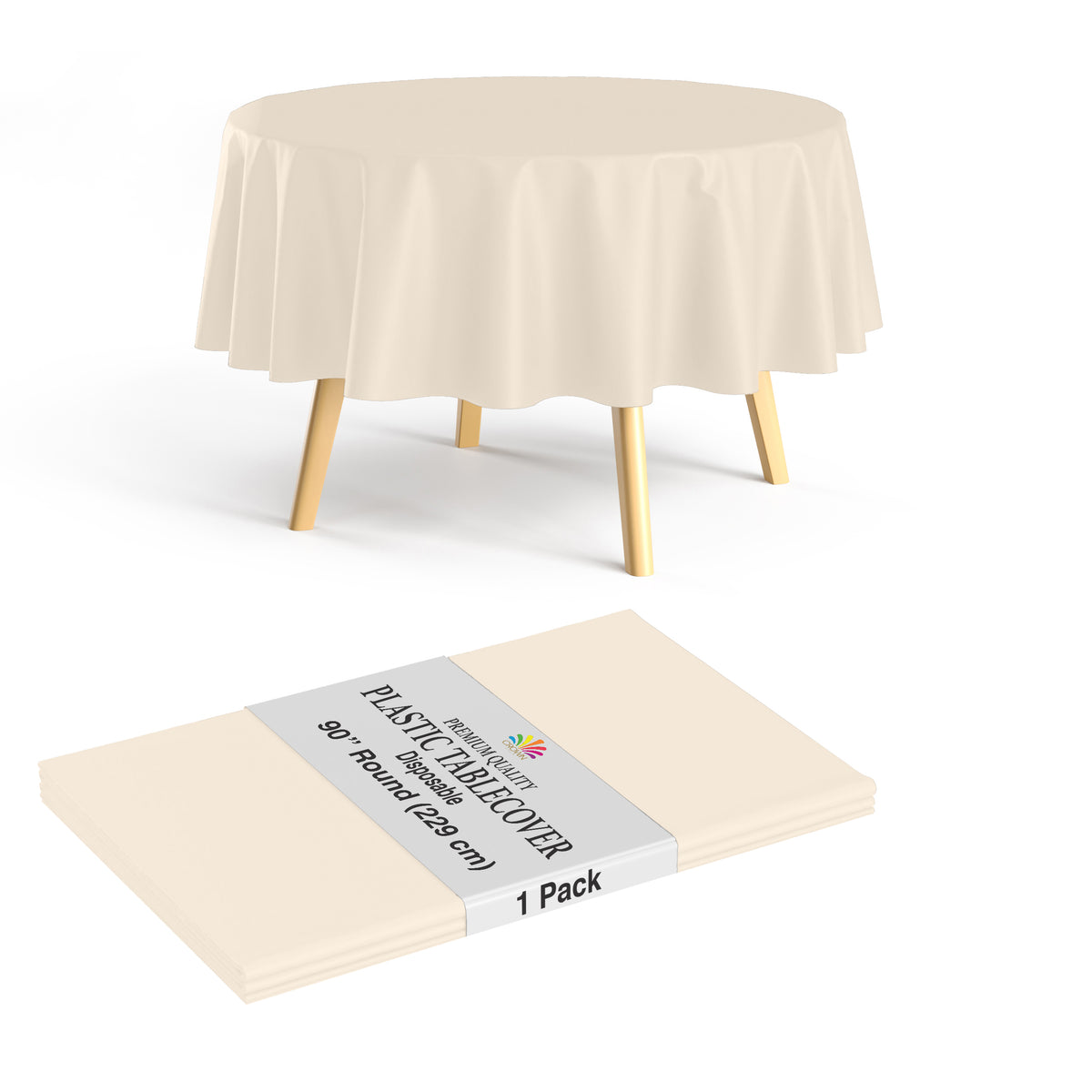 Premium 90" Round Ivory Table Cover