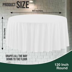 120 In. Premium Round White Plastic Table Cover | Case of 60