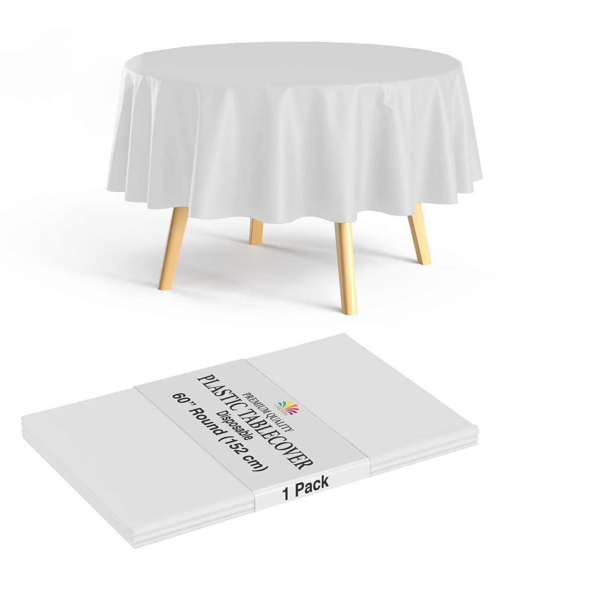 Premium 60" Round White Table Cover