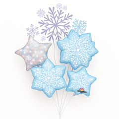 Snowflake Foil Balloon Bouquet - 5pc Set