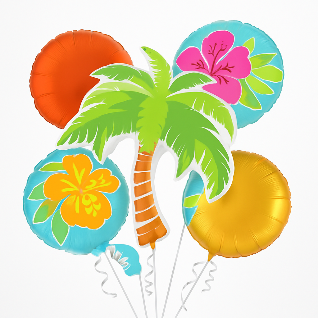 Vibrant Summer Scene Foil Balloon Bouquet - 5 Piece Set