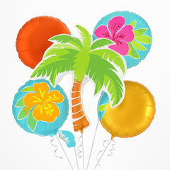 Vibrant Summer Scene Foil Balloon Bouquet - 5 Piece Set