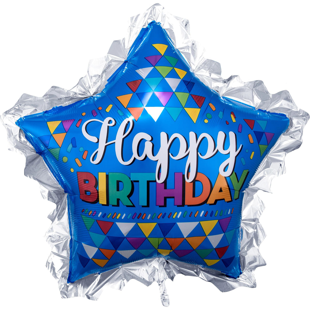 Star-Shaped Foil Balloon - Vibrant "Happy Birthday" Design