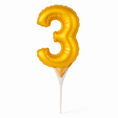 Gold Number 3 Foil Balloon Cake Topper