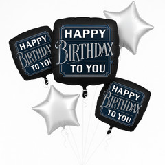 Elegant Black and Silver Birthday Balloon Bouquet