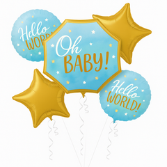 Blue Baby Boy Foil Balloon Bouquet - 5 Piece Set