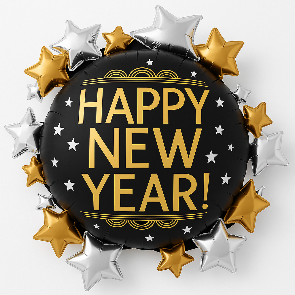 Satin Infused Metallic New Year’s Eve Super Shape Balloon