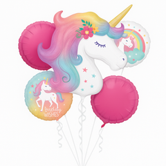 Enchanted Unicorn Foil Balloon Bouquet - 5 Piece Set