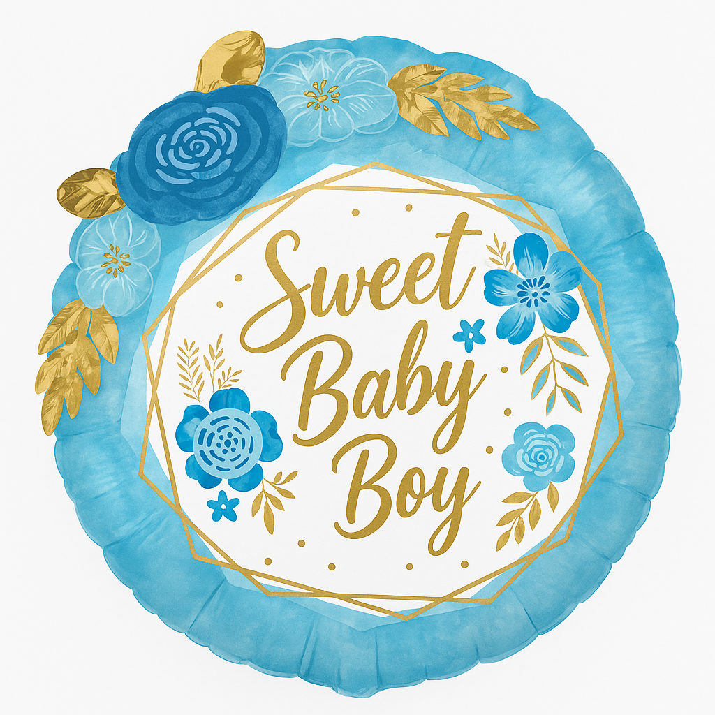 Deluxe Floral Geo Baby Boy Foil Balloon