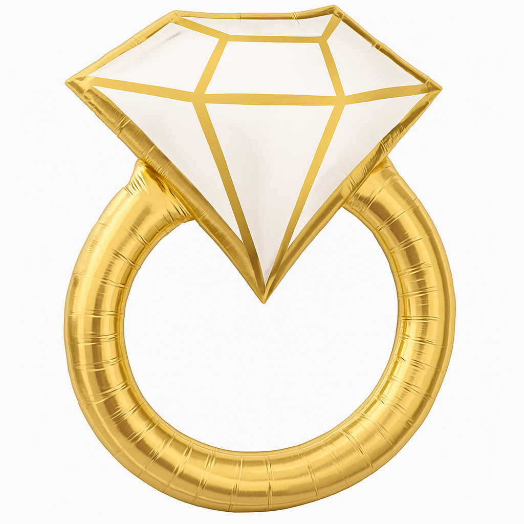 Elegant Gold Diamond Ring Foil Balloon - Perfect for Weddings