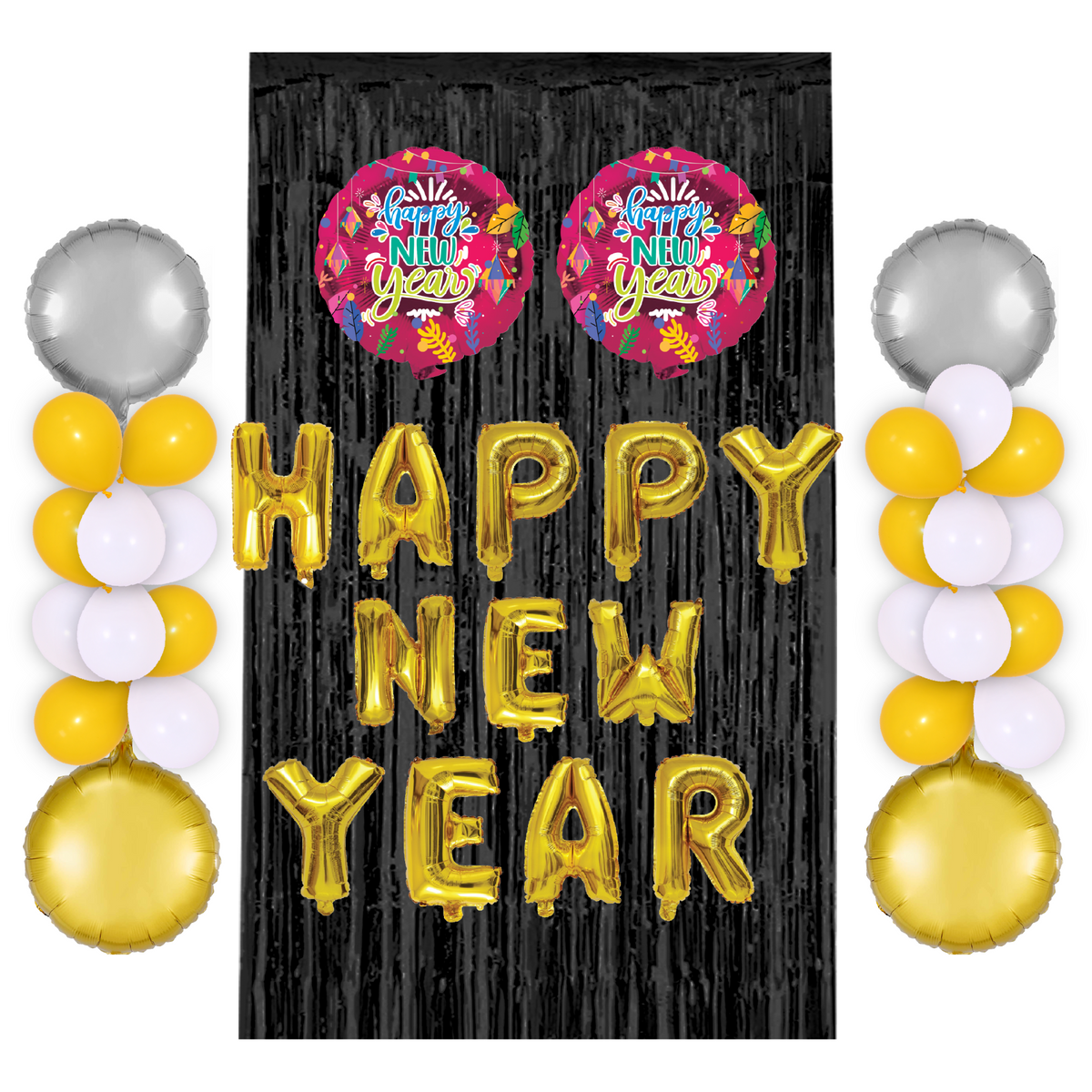 16 In. Happy New Year Gold Letter Balloon