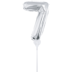 16 In. Silver Number 7 With Cup & Stick Balloon