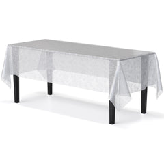White Floral Plastic Table Cover | Case of 48