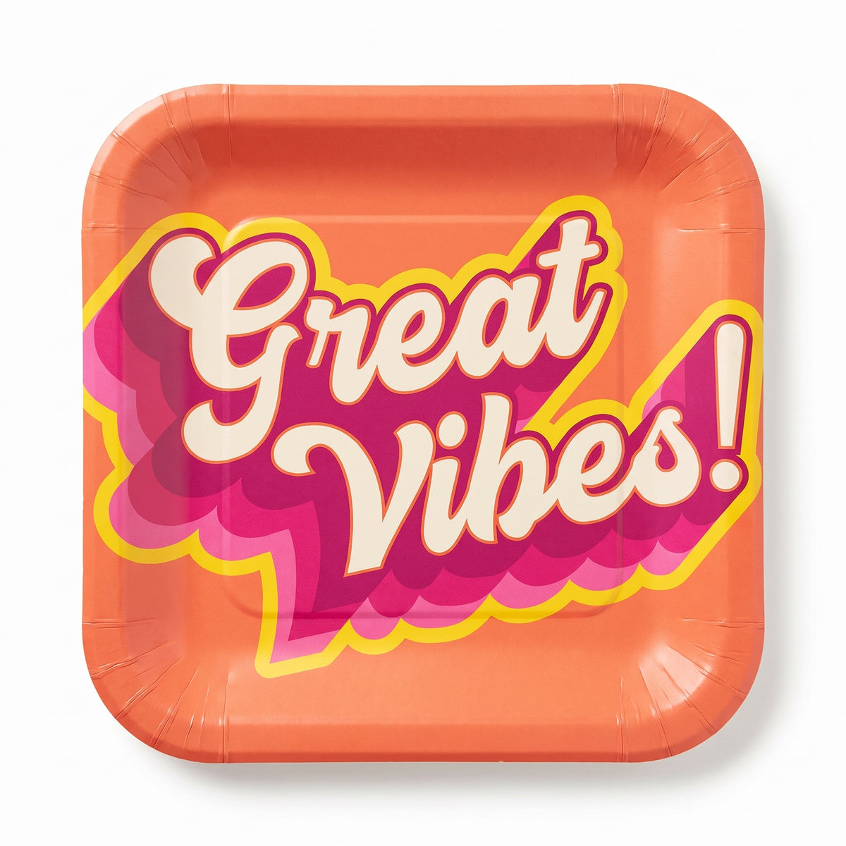 Summer Throwback "Great Vibes!" 7" Square Paper Plates - 20ct