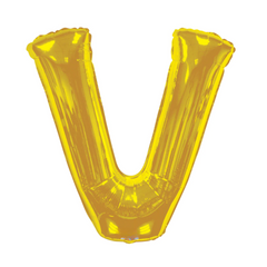 34 In. Gold Letter V Balloon