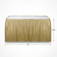 Elegant Gold Plastic Table Skirt - 168" x 29"
