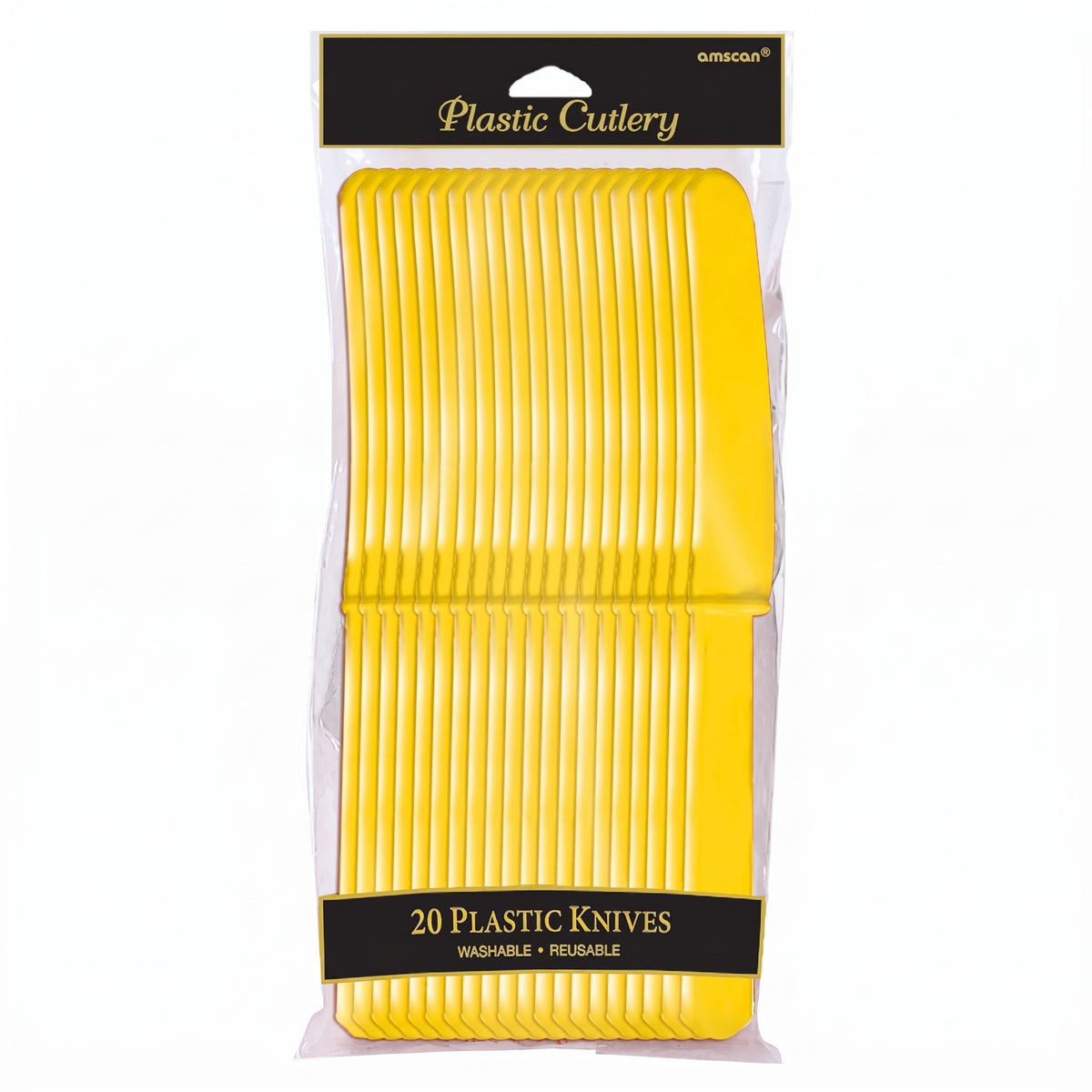 Yellow Sunshine Plastic Knives - 7.5 in. - 20 Pack
