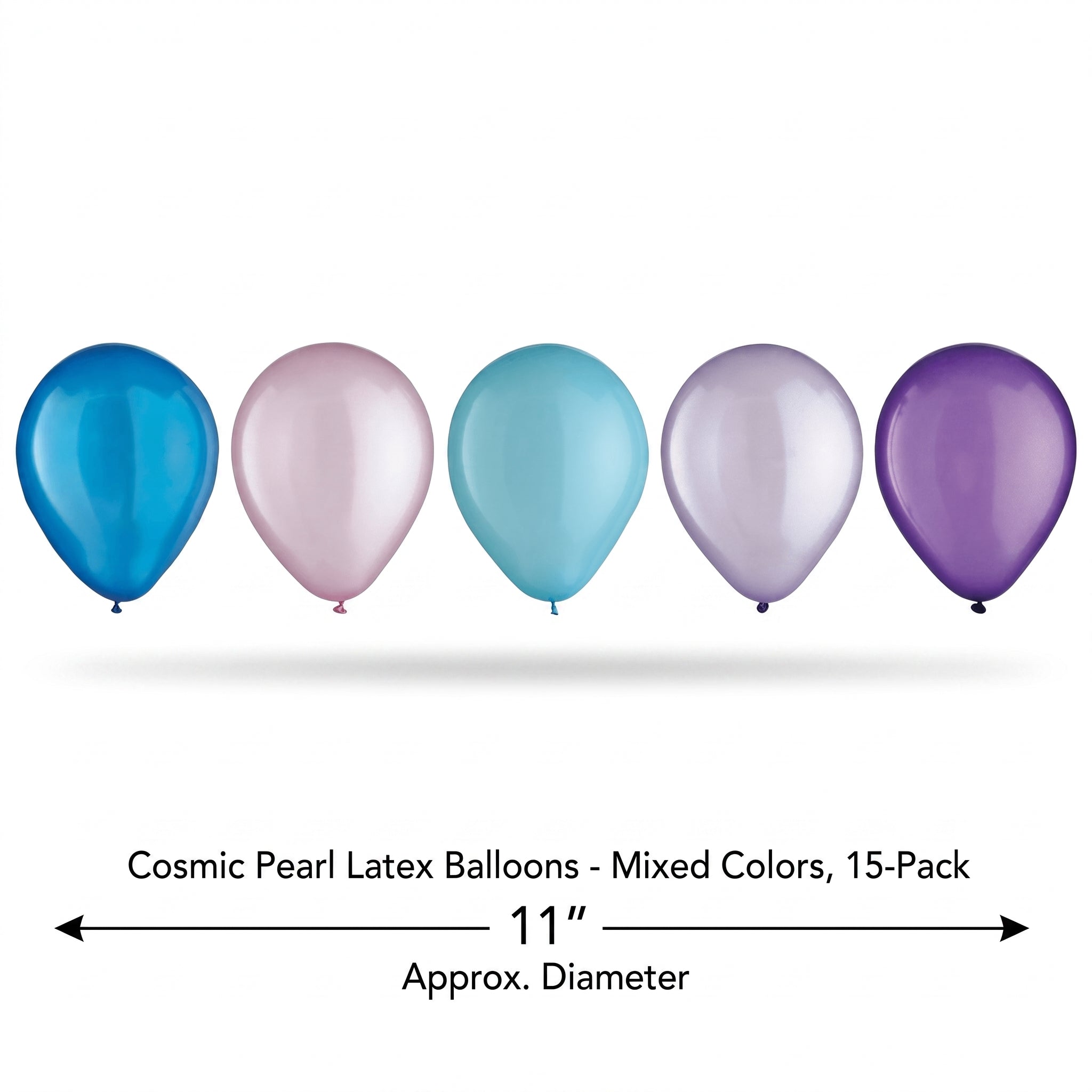 Cosmic Pearl Latex Balloons - Mixed Colors, 11-Inch, 15-Pack